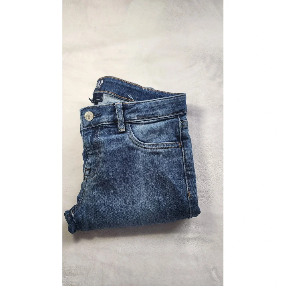 Gap Kids Girls Size 12 Regular Stretch Super Skinny Distressed Blue Jeans